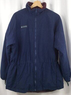 Vintage Columbia Interchange Fleece Lined Jacket Women's Size Large Navy Blue